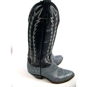 Abilene Gray Size 7 Leather Vintage Cowboy Boots Women’s Heel Western USA